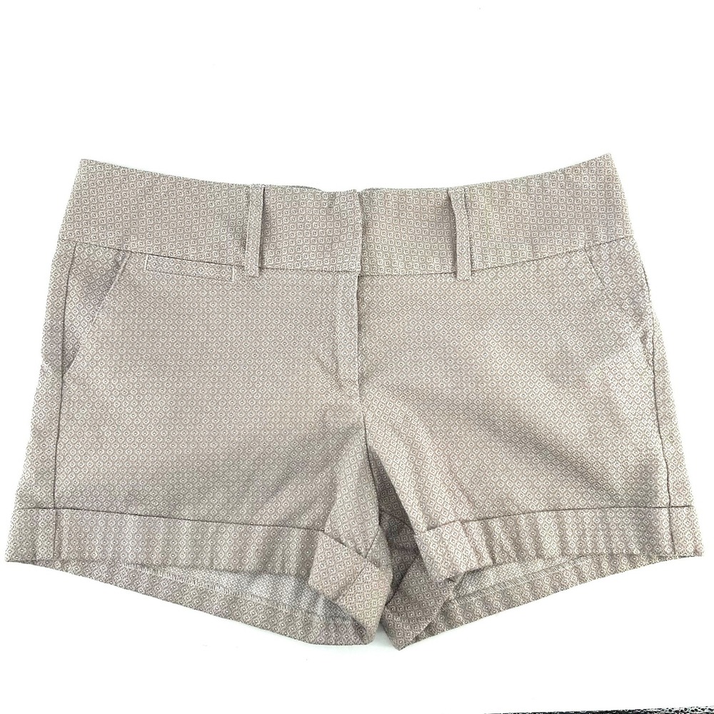 Maurices Womens Size 11/12 Tan Geometric Print Cuffed Chino Shorts Stretch